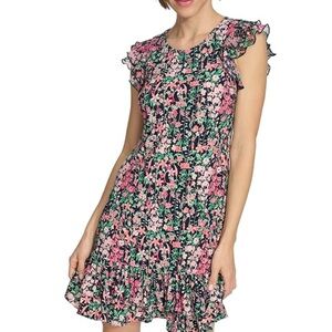 NEW Tommy Hilfiger Women's Heathered Scuba Flutter Sleeve Dress Size:16